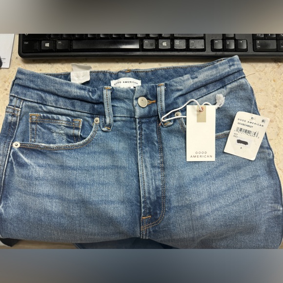Good American size 6 / 28 Good Curve Bootcut Flare distressed jeans NWT - Picture 6 of 7